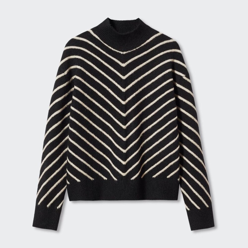 NWT Mango Mock Neck Striped Sweater